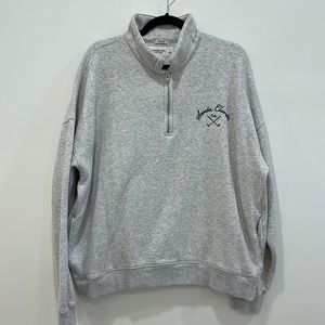 Abercrombie and Fitch A&F gray oversized collard quarter zip pullover sweatshirt